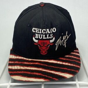Vintage Chicago Bulls Snapback Hat Embroidered Jordan 23 Zubaz Brim AJD USA Made